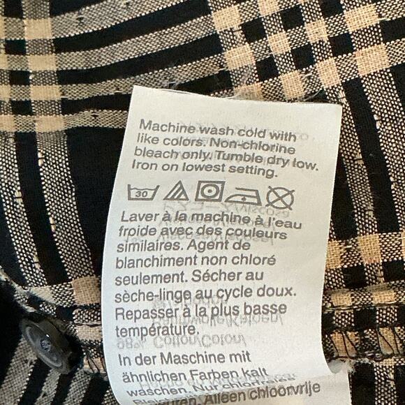 Madewell Metallic Plaid Yoke  Ruffle Trim Short Sleeve Top Brown Women's Small - Picture 10 of 10